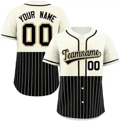 Cream Black Half Stripe Authentic Baseball Jersey 1