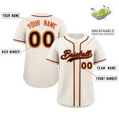 Cream Black-Old Gold Authentic Classic Baseball Jersey 2