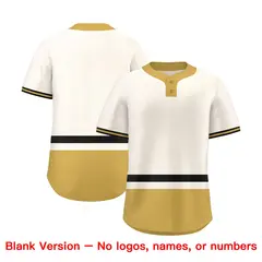 Cream Black-Old Gold Color Block Two-Button Softball Jersey 3