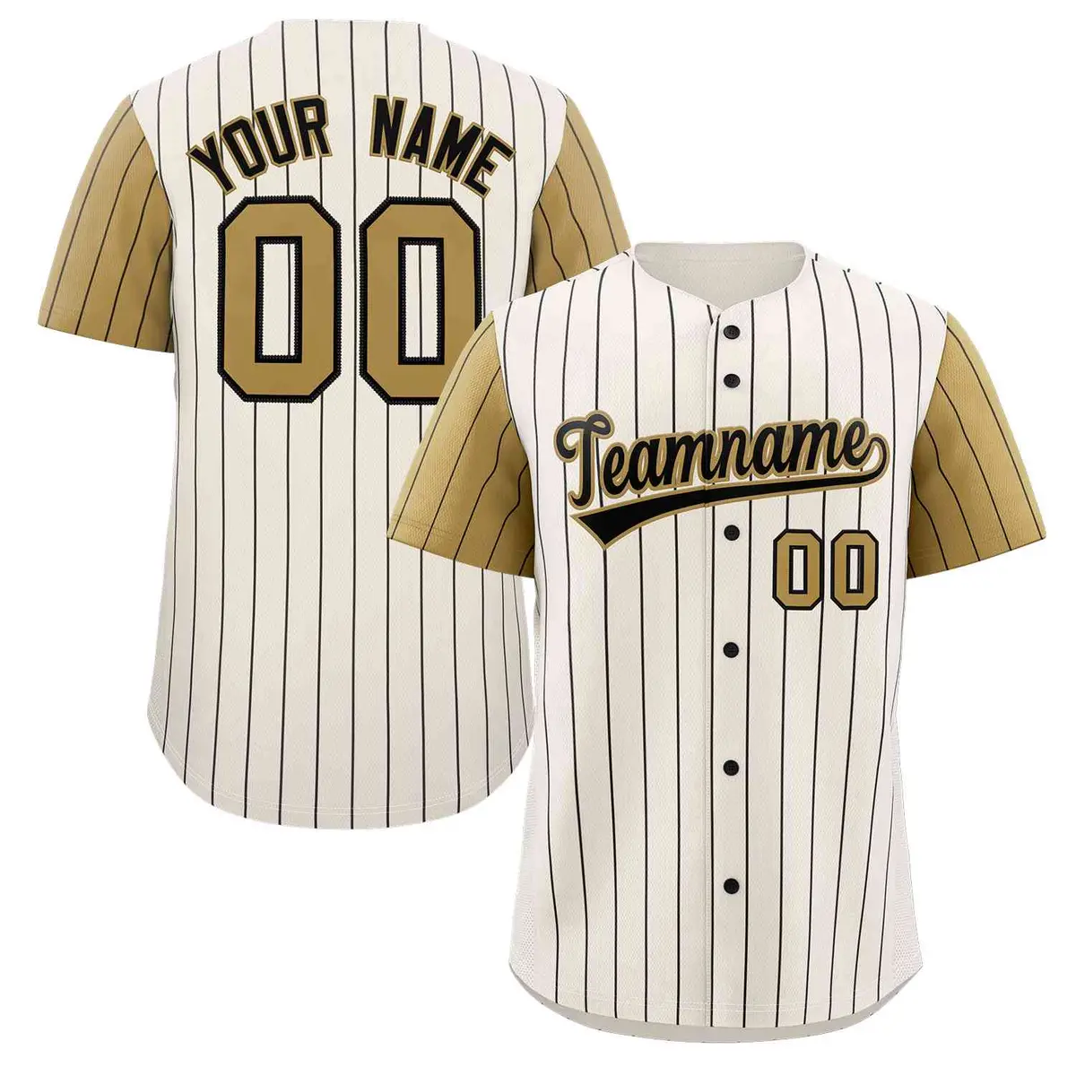 Cream Black-Old Gold Stripe Raglan Baseball Jersey