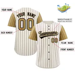Cream Black-Old Gold Stripe Raglan Baseball Jersey 2