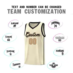 Cream Black-Old Gold Two Bars Basketball Uniform Jersey 4