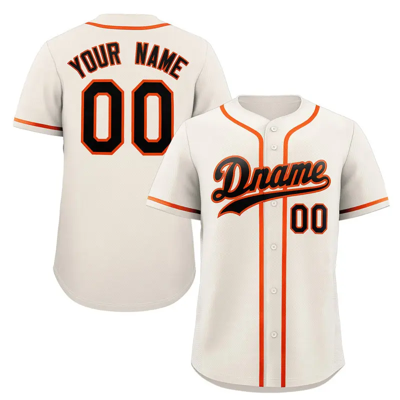 Cream Black-Orange Authentic Classic Baseball Jersey