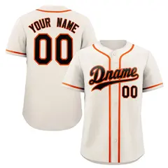 Cream Black-Orange Authentic Classic Baseball Jersey 1