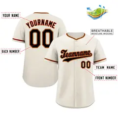 Cream Black-Orange Hook Classic Authentic Baseball Jersey 2