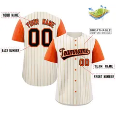 Cream Black-Orange Stripe Raglan Baseball Jersey 2
