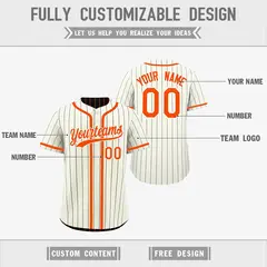 Cream Black Orange Striped Reversible Baseball Jersey 3