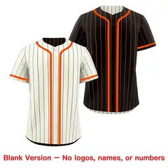 Cream Black Orange Striped Reversible Baseball Jersey 9