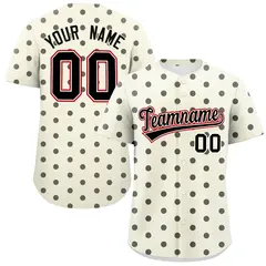 Cream Black Polka Dot Graffiti Authentic Baseball Jersey 1