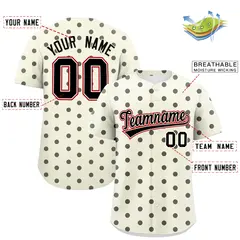 Cream Black Polka Dot Graffiti Authentic Baseball Jersey 2