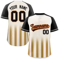 Cream Black Raglan Gradient Thick Stripe Baseball Jersey 1