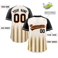 Cream Black Raglan Gradient Thick Stripe Baseball Jersey 2
