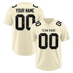 Cream Black Sequin Lettering Breathable Football Jersey 1