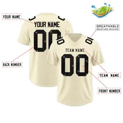 Cream Black Sequin Lettering Breathable Football Jersey 2