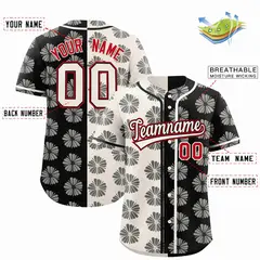 Cream Black Split Flower Graffiti Authentic Baseball Jersey 2