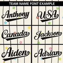 Cream Black Stripe Star Pattern Authentic Baseball Jersey 3
