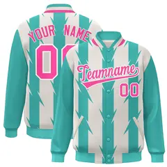 Cream Blade Pattern Raglan Varsity Letterman Baseball Jacket