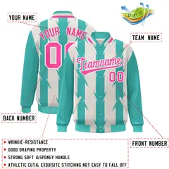 Cream Blade Pattern Raglan Varsity Letterman Baseball Jacket 2