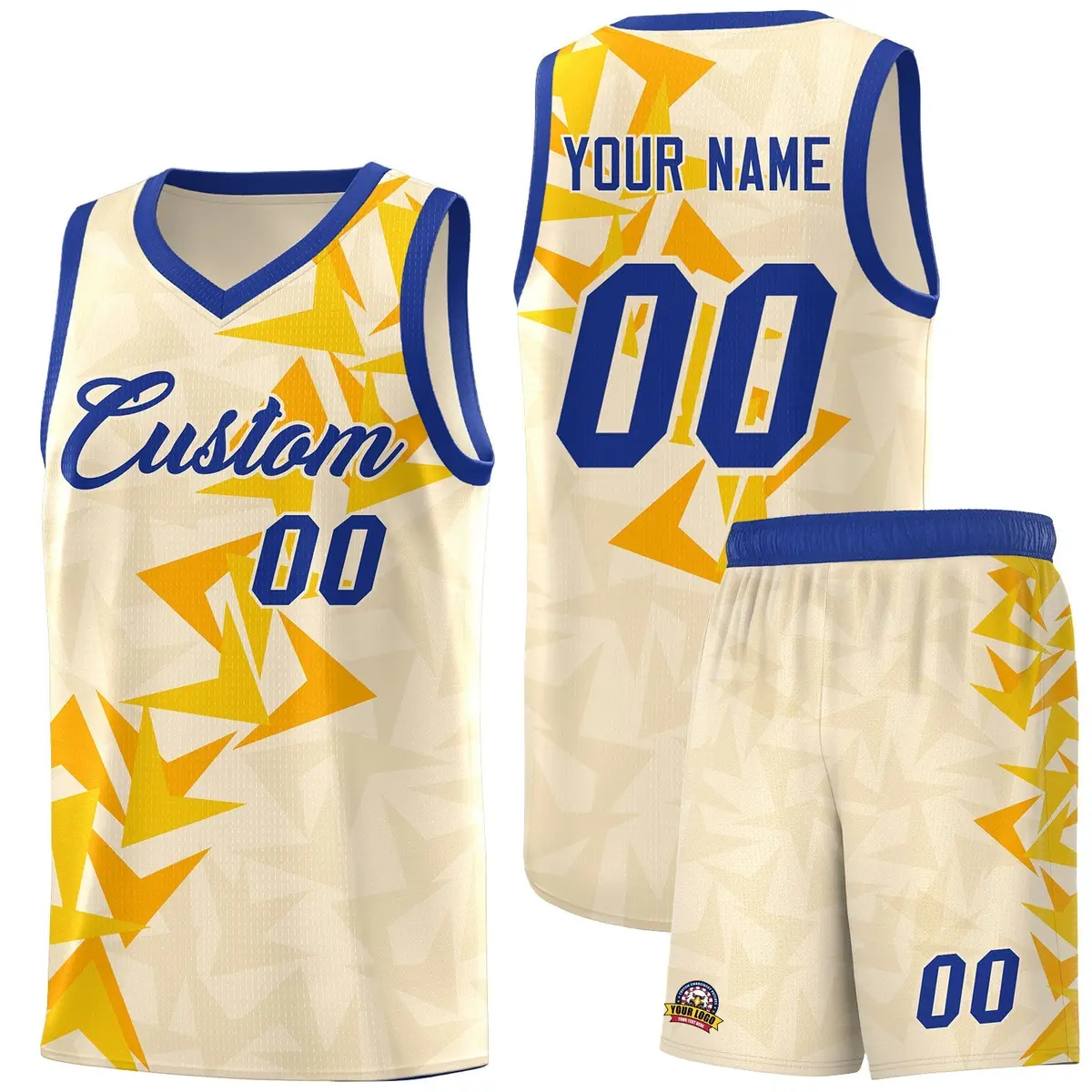 Cream Boomerang Pattern Basketball Jersey