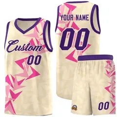 Cream Boomerang Pattern Basketball Jersey