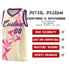 Cream Boomerang Pattern Basketball Jersey 2