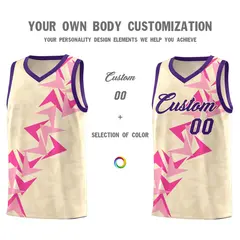 Cream Boomerang Pattern Basketball Jersey 3