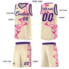 Cream Boomerang Pattern Basketball Jersey 5