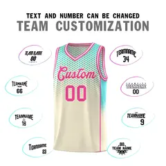 Cream Bright Green Dot Pattern Reversible Gradient Basketball Jersey Kits 4