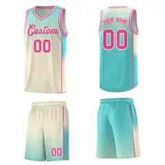 Cream Bright Green Dot Pattern Reversible Gradient Basketball Jersey Kits 5