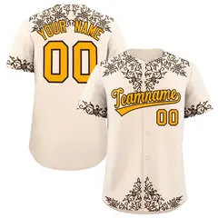 Cream Brown Baroque Style Baseball Jersey