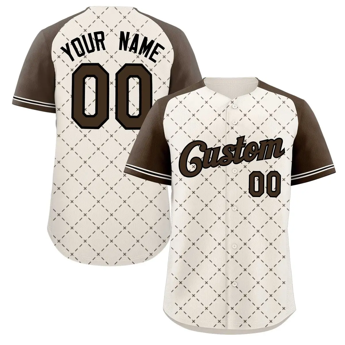 Cream Brown-Black Rhombus Authentic Baseball Jersey