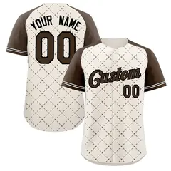 Cream Brown-Black Rhombus Authentic Baseball Jersey