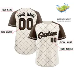Cream Brown-Black Rhombus Authentic Baseball Jersey 2