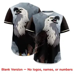 Cream Brown Eagle Graffiti Animal Series Baseball Jersey 7