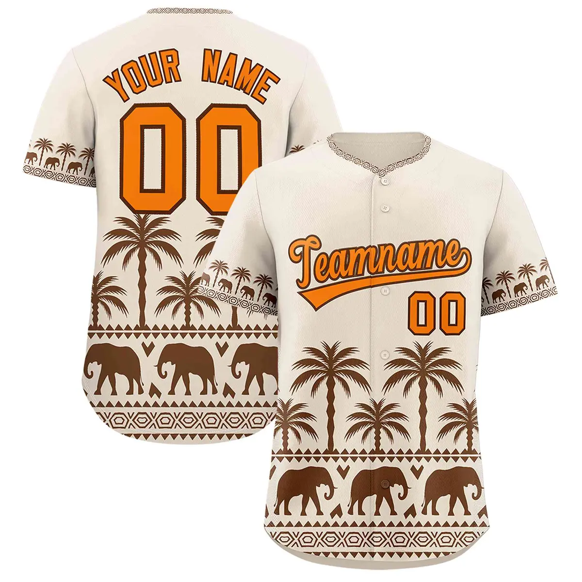 Cream Brown Graffiti Pattern Bossinia Style Baseball Jersey