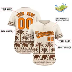 Cream Brown Graffiti Pattern Bossinia Style Baseball Jersey 2