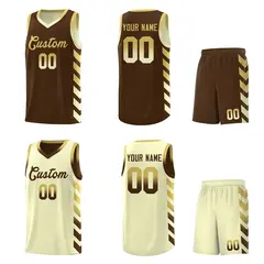 Cream Brown Reversible Basketball Kits - Side Arrow Old Gold Brown Gradient 2