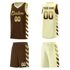 Cream Brown Reversible Basketball Kits - Side Arrow Old Gold Brown Gradient 5