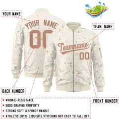 Cream Brown Splash Graffiti Varsity Full-Zip Letterman Jacket 2