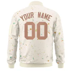 Cream Brown Splash Graffiti Varsity Full-Zip Letterman Jacket 4