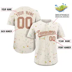 Cream Brown-White Splash Graffiti Baseball Jersey 2