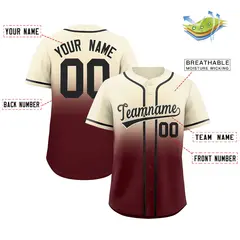 Cream Burgundy Gradient Authentic Fashion Baseball Jersey 2