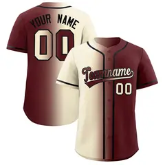 Cream Burgundy Two Tone Gradient Fashion Baseball Jersey