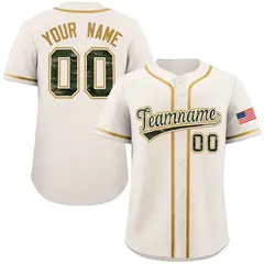 Cream Camo Font Authentic Baseball Jersey 1