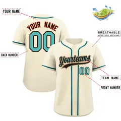 Cream Classic Style Baseball Jersey Sports Uniform 2