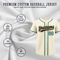 Cream Classic Style Baseball Jersey Sports Uniform 3