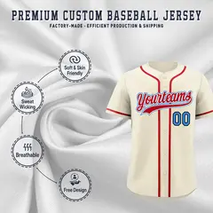 Cream Classic Style Baseball Jersey Sports Uniform 3