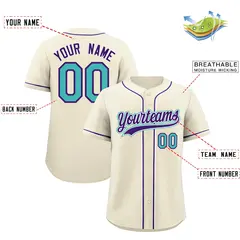 Cream Classic Style Baseball Jersey Sports Uniform 2