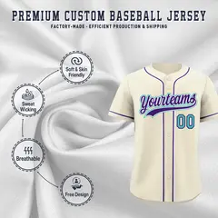 Cream Classic Style Baseball Jersey Sports Uniform 3
