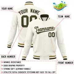 Cream Classic Varsity Full-Snap Letterman Baseball Jacket 4